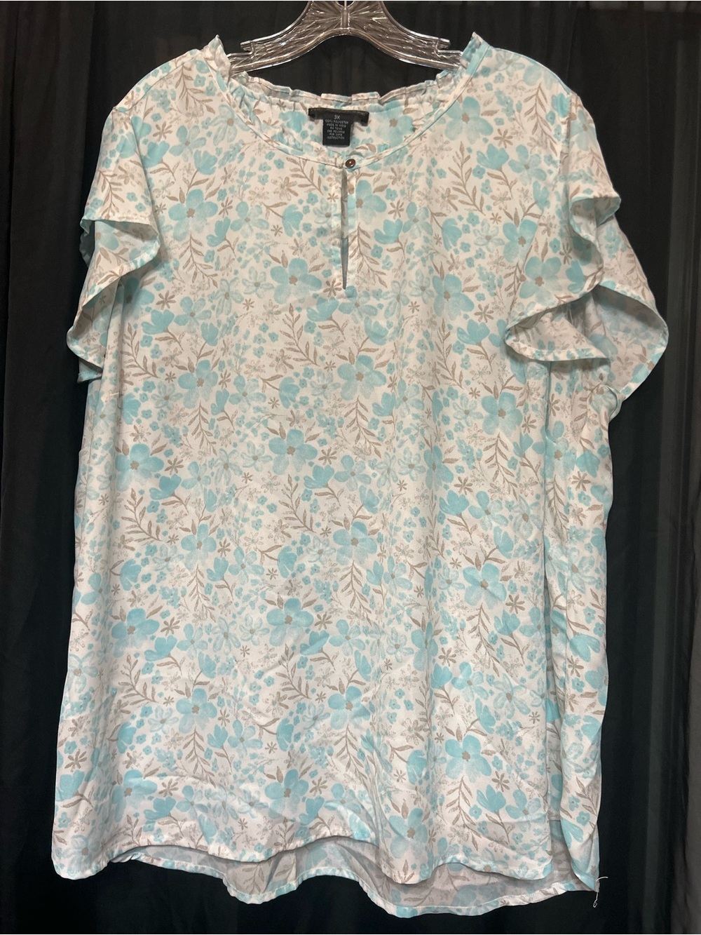 Preswick & Moore White Blouse with Light Blue Floral Print